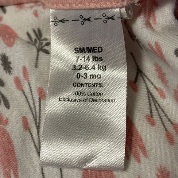 Bublo Baby Girl Swaddle Size SM/MED 7-14 LBS Pink Floral Double Zipper - Picture 5 of 7